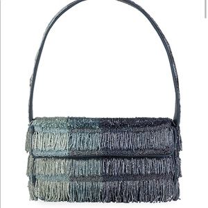 STAUD fringe ombre beaded tommy bag in blue